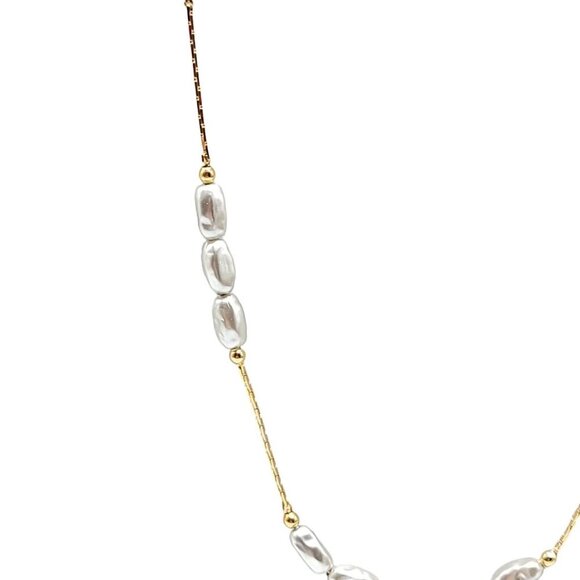 RICHELIEU Stimulated Pearl NWTs Gold Tone Choker Necklace 18" Length - Picture 2 of 6